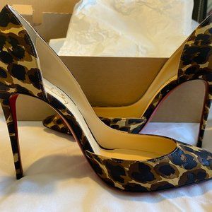 Christian Louboutin Iriza 100 Leopard Print Satin